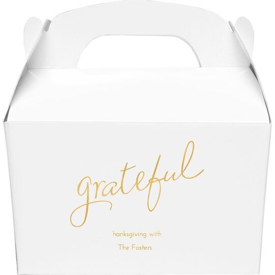 Expressive Script Grateful Gable Favor Boxes